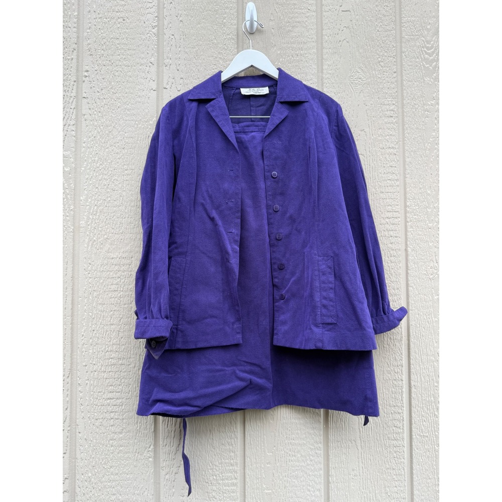 Mollie Parnis S Vintage Skirt Suit Purple Ultra Suede Belted Saks Fifth Ave